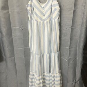 Chic Striped Maxi Dress in Blue and White